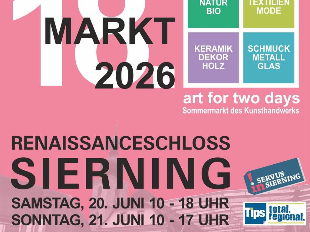18. Sommermarkt des Kunsthandwerks 2026 - Renaussanceschloss Sierning