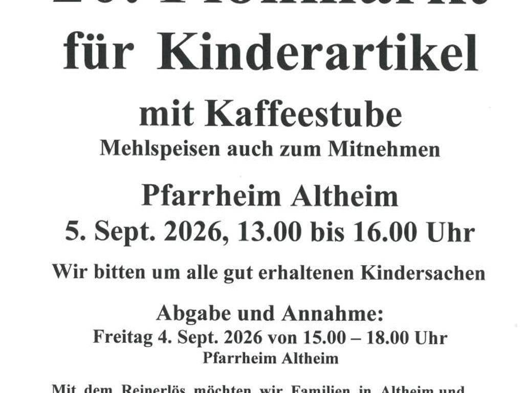 20. caritativer Flohmarkt der Kontaktgruppe Pfarre Altheim