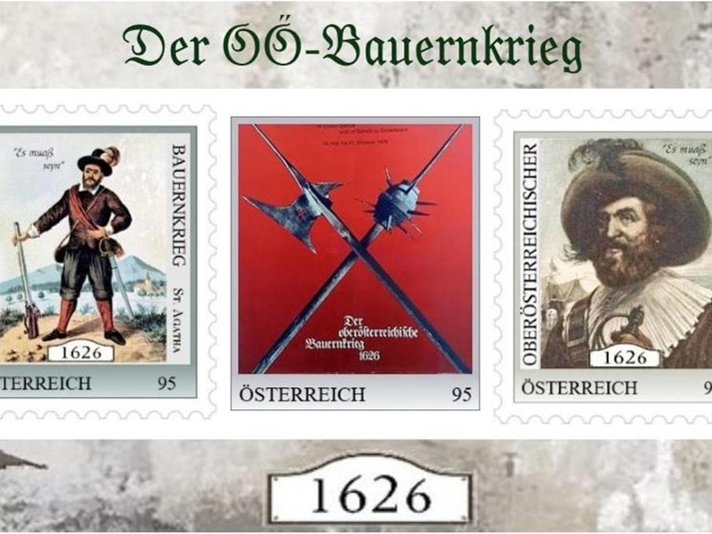 Sonderpostämter – 12 Sonderpostämter mit Briefmarken zu 400 Jahre Bauernkrieg in OÖ.